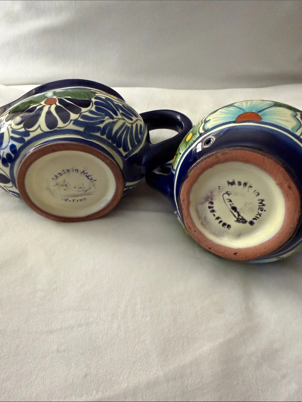Mexican Talavera Lidded Sugar Bowl & Creamer.